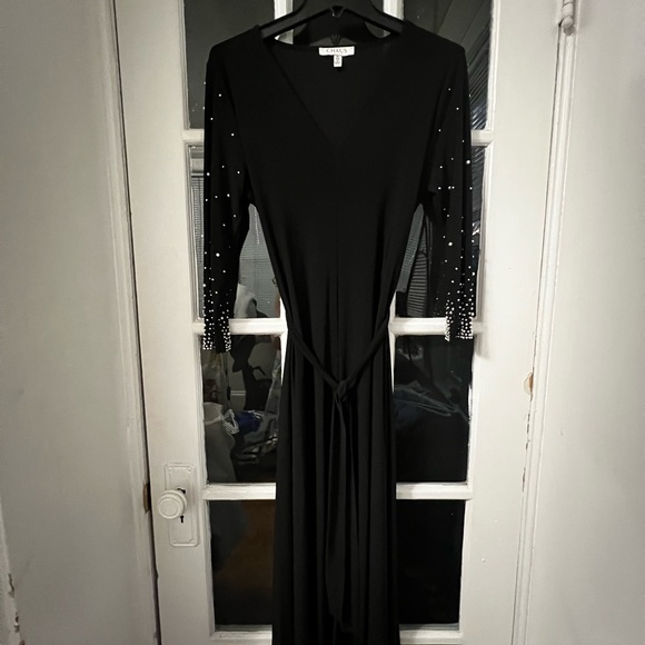 Chaus NWOT Embellished Tie Waist Midi Dress - Picture 3 of 7